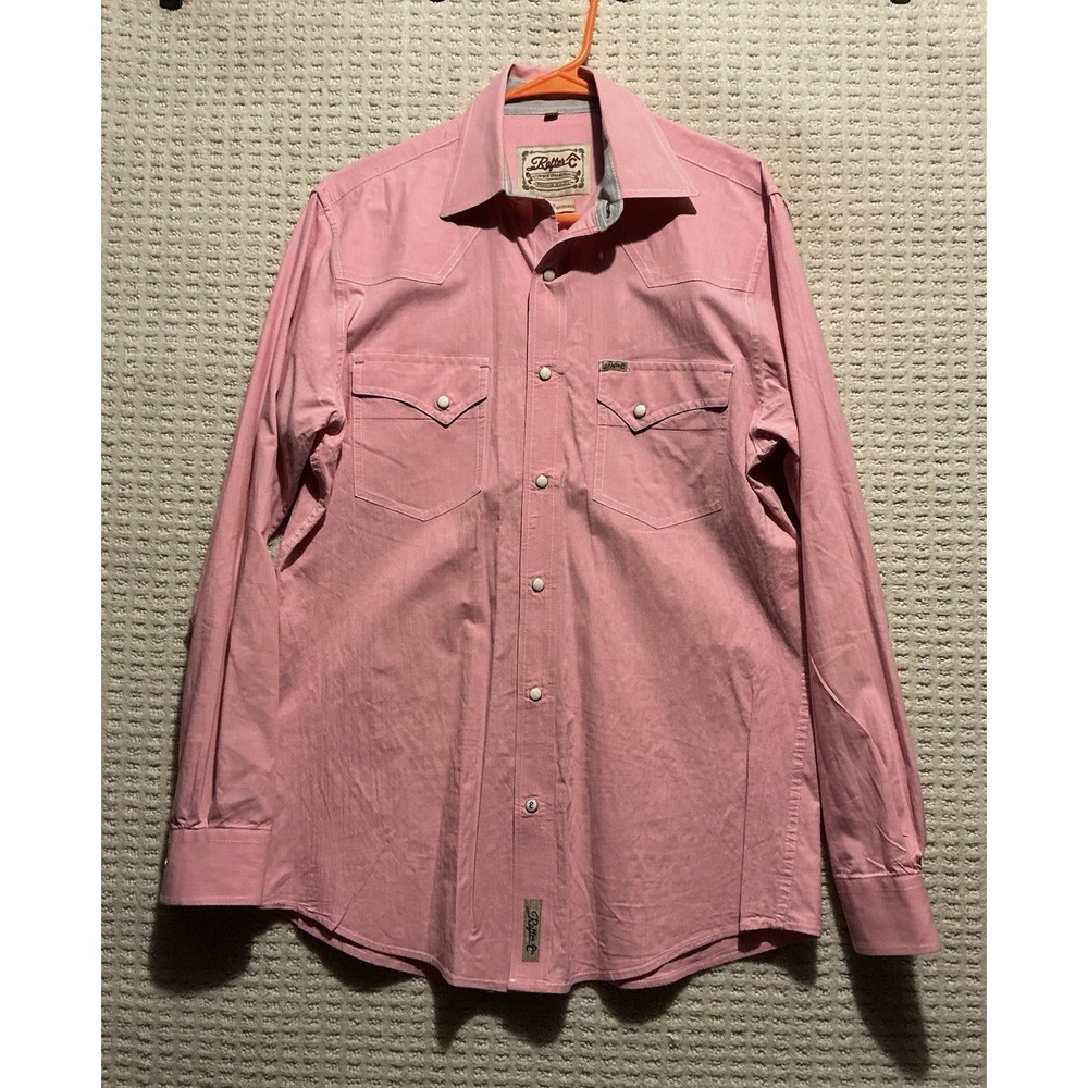 Rafter C Pro Flex 45 Performance Men's Western Shirt M Pearl Snap Pink‎ Gray